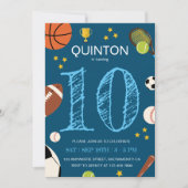 Boys Fun Sports Themed Kindergeburtstag Party Einladung (Vorderseite)