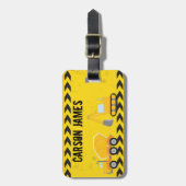 Boys für Baufahrzeuge Personalisiert Gelbe Kinder Gepäckanhänger (Vorderseite vertikal)