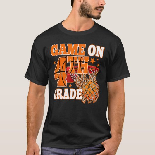 Boys Game On 4th Grade Basketball Back To School T T-Shirt (Vorderseite)