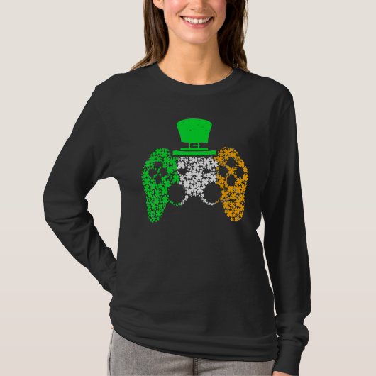 Boys Gamer Game Lucky Kleeblatt St Patricks Day Ir T-Shirt (Vorderseite)