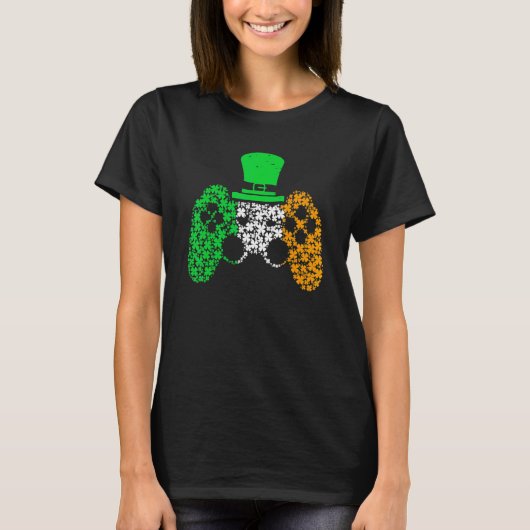 Boys Gamer Game Lucky Shamrock St Patricks Day Ir T-Shirt (Vorderseite)