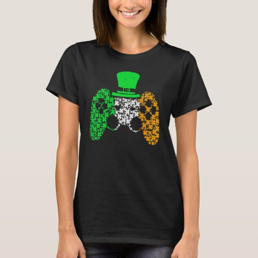 Boys Gamer Game Lucky Shamrock St Patricks Day Iri T-Shirt (Vorderseite)