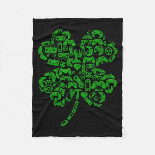 Boys Gamer Game Shamrock St Patricks Day Irish Men Fleecedecke (Vorderseite)
