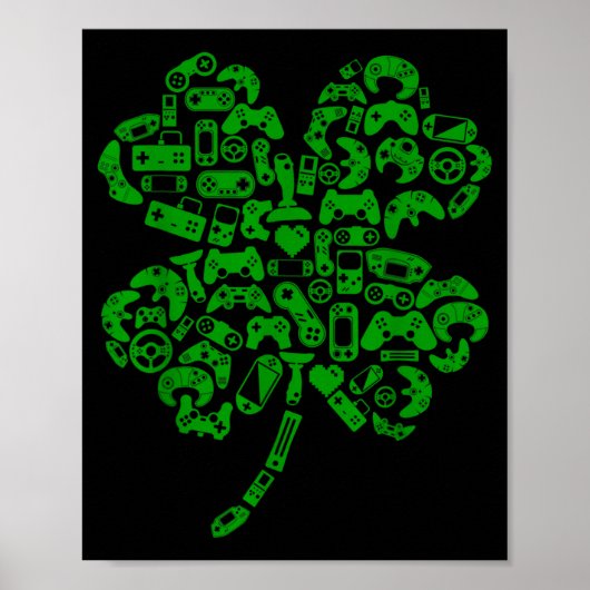 Boys Gamer Game Shamrock St Patricks Day Irish Men Poster (Vorne)
