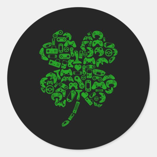 Boys Gamer Game Shamrock St Patricks Day Irish Men Runder Aufkleber (Vorderseite)