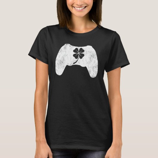 Boys Gamer Lucky Game Kleeblatt St Patricks Day Ir T-Shirt (Vorderseite)