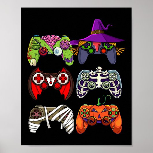 Boys Gamer Skeleton Zombie Gaming Controller Kinde Poster (Vorne)