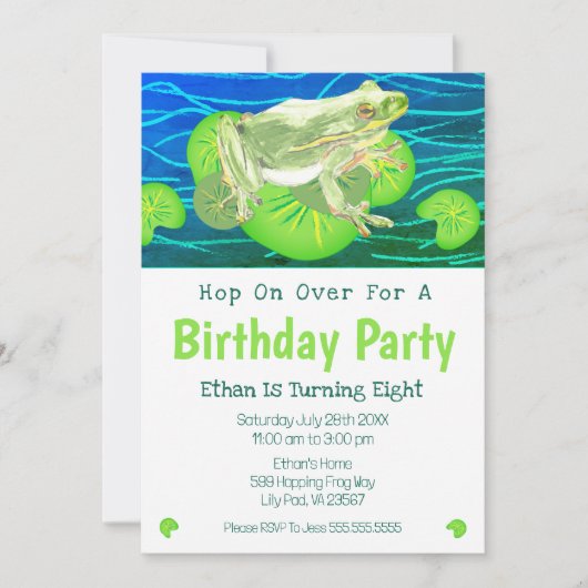 Boys Geburtstagsfrosch Einladung (Vorderseite)