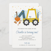 Boys Geburtstagsparty Digger Construction Truck Einladung (Vorne/Hinten)