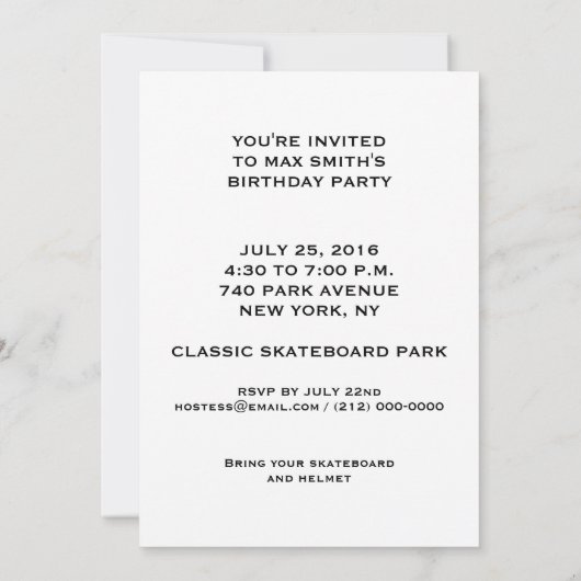 Boys Geburtstagsparty Einladung (Rückseite)