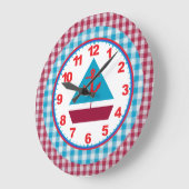 Boys Gingham Sailboat Clock With Numbers Große Wanduhr (Winkel)