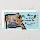 Boys Giraffe Erste Geburtstagsparty Einladung (Vorne/Hinten)