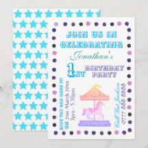 Boys/Girls B'day Party Einladung - Karussell