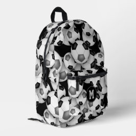 Boys girls black gray soccer balls pattern  bedruckter rucksack