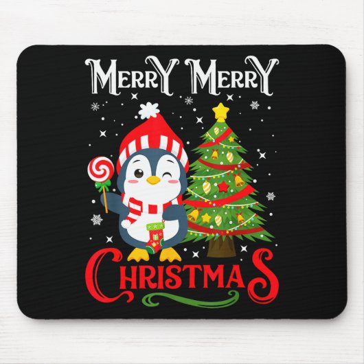 Boys Girls Men Women Christmas Pajamas Funny Pengu Mousepad (Vorne)