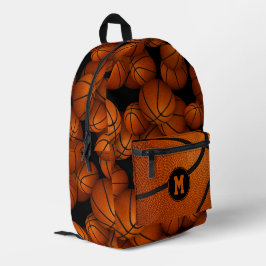 Boys girls monogrammed basketballs pattern  bedruckter rucksack