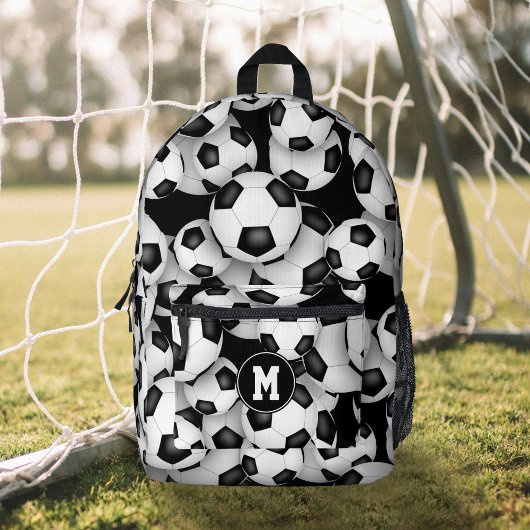 Boys girls monogrammed soccer balls pattern  bedruckter rucksack