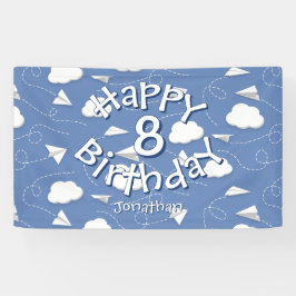 boys girls paper airplanes birthday banner