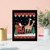 Boys Girls Santa Claus Riding Giraffe Sleigh Ugly Acrylschild (Hochzeit)