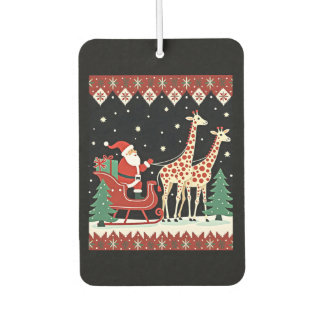 Boys Girls Santa Claus Riding Giraffe Sleigh Ugly  Autolufterfrischer