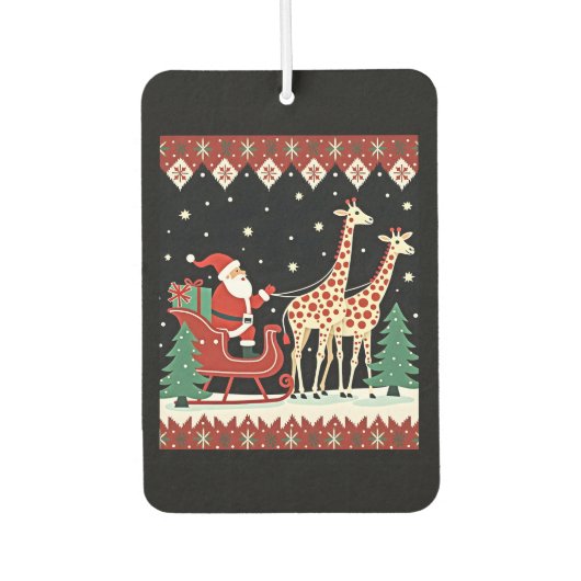 Boys Girls Santa Claus Riding Giraffe Sleigh Ugly  Autolufterfrischer (Vorderseite)