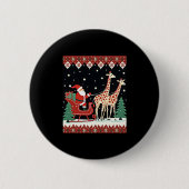 Boys Girls Santa Claus Riding Giraffe Sleigh Ugly Button (Vorderseite)
