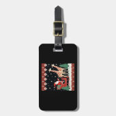 Boys Girls Santa Claus Riding Giraffe Sleigh Ugly Gepäckanhänger (Vorderseite vertikal)