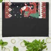 Boys Girls Santa Claus Riding Giraffe Sleigh Ugly Geschirrtuch (Gefaltet)