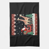 Boys Girls Santa Claus Riding Giraffe Sleigh Ugly Geschirrtuch (Vertikal)