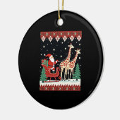 Boys Girls Santa Claus Riding Giraffe Sleigh Ugly Keramik Ornament (Links)
