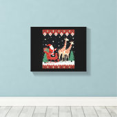 Boys Girls Santa Claus Riding Giraffe Sleigh Ugly Leinwanddruck (Insitu (Holzboden))