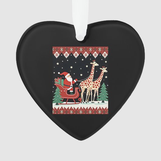 Boys Girls Santa Claus Riding Giraffe Sleigh Ugly  Ornament (Vorderseite)
