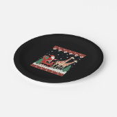 Boys Girls Santa Claus Riding Giraffe Sleigh Ugly Pappteller (Schrägansicht)
