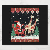 Boys Girls Santa Claus Riding Giraffe Sleigh Ugly Schaumweinetikett (Einzelnes Label)
