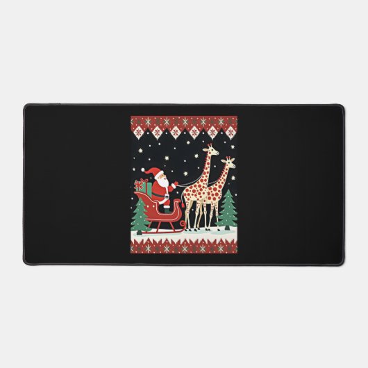 Boys Girls Santa Claus Riding Giraffe Sleigh Ugly Schreibtischunterlage (Vorderseite)