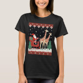 Boys Girls Santa Claus Riding Giraffe Sleigh Ugly T-Shirt (Vorderseite)