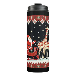 Boys Girls Santa Claus Riding Giraffe Sleigh Ugly Thermosbecher