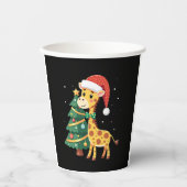 Boys Girls Weihnachtsmann Reitende Giraffe Schlitt Pappbecher (Vorderseite)