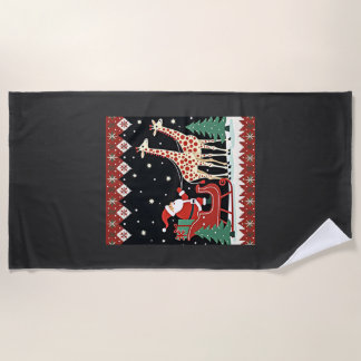 Boys Girls Weihnachtsmann Reitender Giraffen-Schli Strandtuch