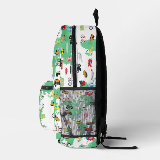 Boys Girls World Map Vehicles Bedruckter Rucksack (Rechts)