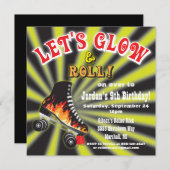 Boys Glow in der Dunkelwalzbahn Skaten Party lädt  Einladung (Vorne/Hinten)
