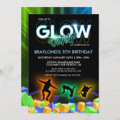 Boys Glow Trampolin Park Party Einladung (Vorne/Hinten)