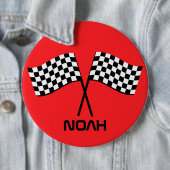 Boy's Go Kart Pit Stopp Birthday Racing Flags Clas Button (Beispiel)