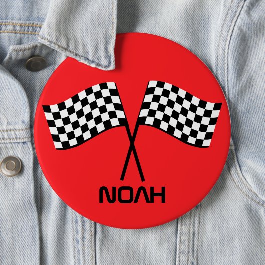 Boy's Go Kart Pit Stopp Birthday Racing Flags Clas Button (Beispiel)