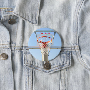 Boys "Go Team" Geburtstagsparty Basketball Hoop Button