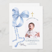 Boys Godübergeordneten Vorschlag, Blue Bow & Rosar Einladung (Vorne/Hinten)