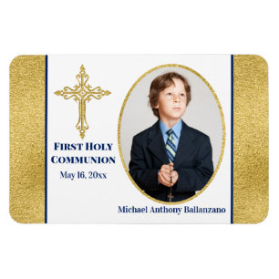 Boys Gold White Navy Foto Magnet
