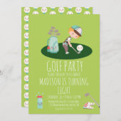 Boys Golf Niedliche Geburtstag Party Green Einladung (Vorne/Hinten)