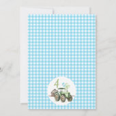 Boys Green Blue Balloons Tractor Birthday Einladung (Rückseite)