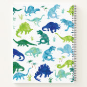 Boys Green Dinosaur Watercolor T-Rex Kinder Notizblock (Rückseite)